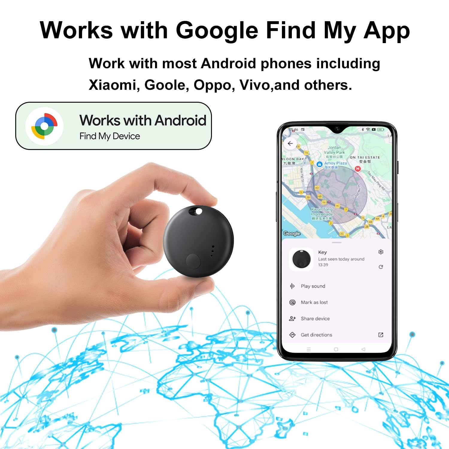 Air Tracker Tags for Android,Bluetooth Tracker Tags-2pack,Luggage Tracker Tags Works with Google's Find Hub Device App,Smart Tracking Tag for Keys,Suitcase,Backpack,Wallet — view 3