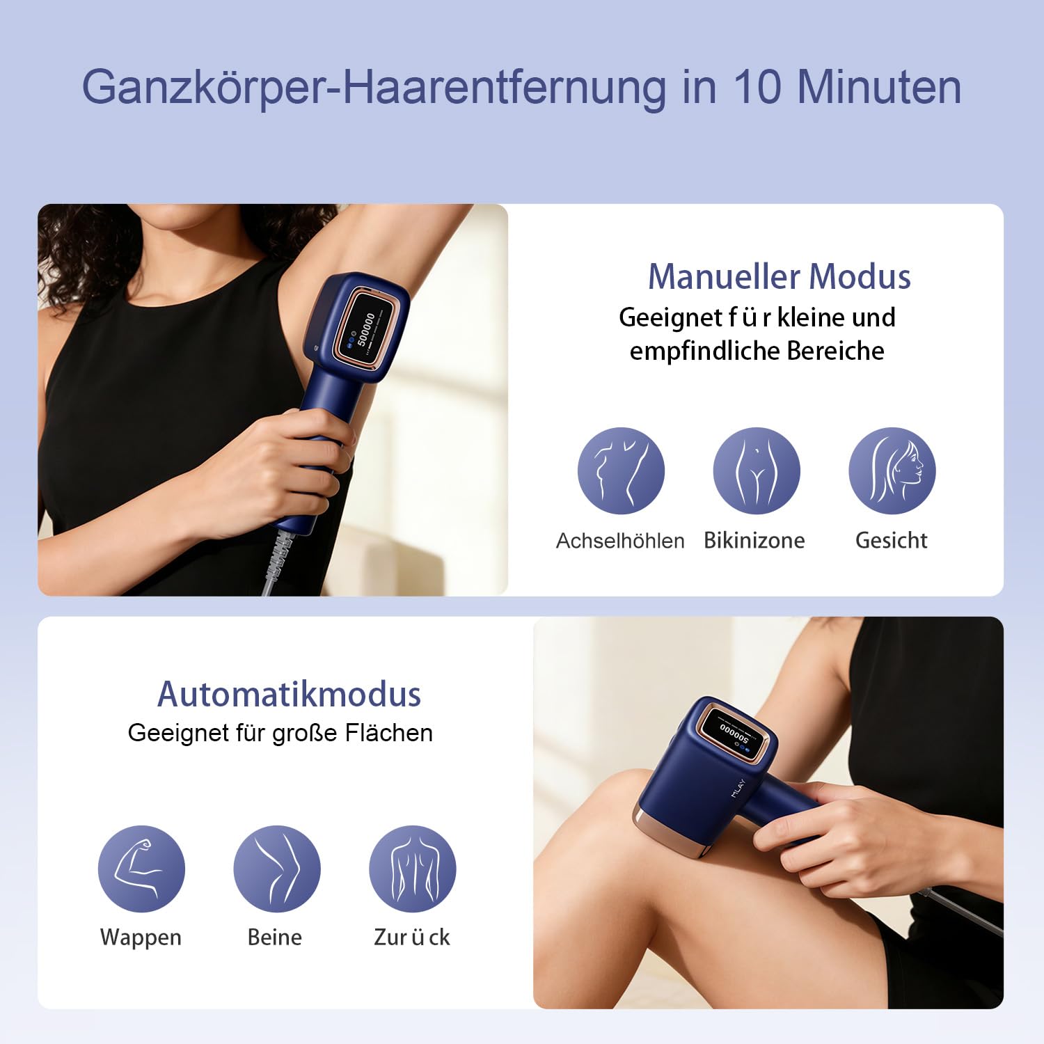 MLAY Laser IPL Geräte Haarentfernung - Leuchtet zweimal pro Sekunde auf 3-in-1 Kit Präzise Haarentfernung für jeden Teil Hair with Freezer Function Laser Hair Removal for Men, Women