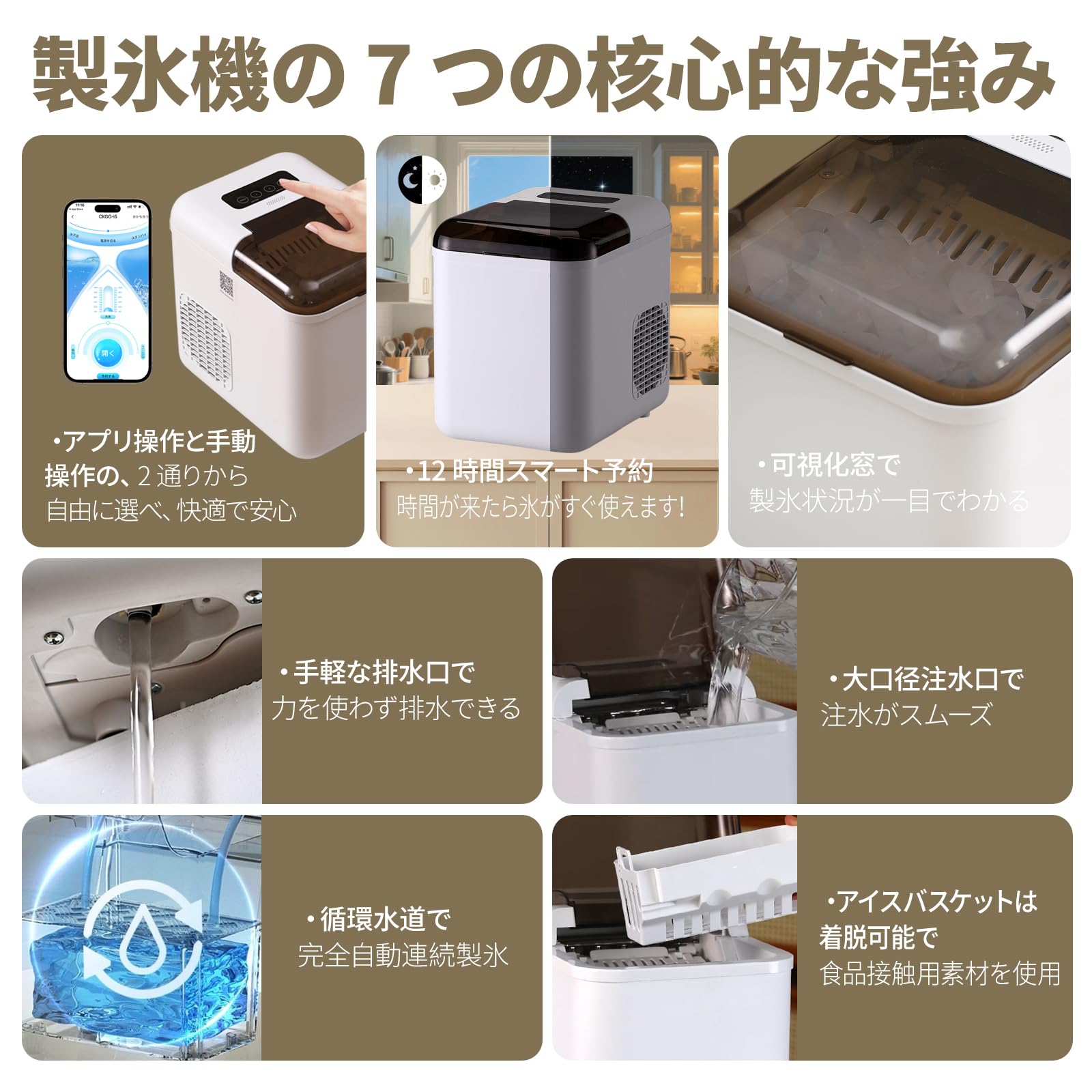 製氷機 家庭用 【高速製氷 自動洗浄機能 】 取り扱い簡単 2種類氷サイズ Amazon.co.jp: 製氷機 家庭用 高速製氷機 最短6-8分急速製氷