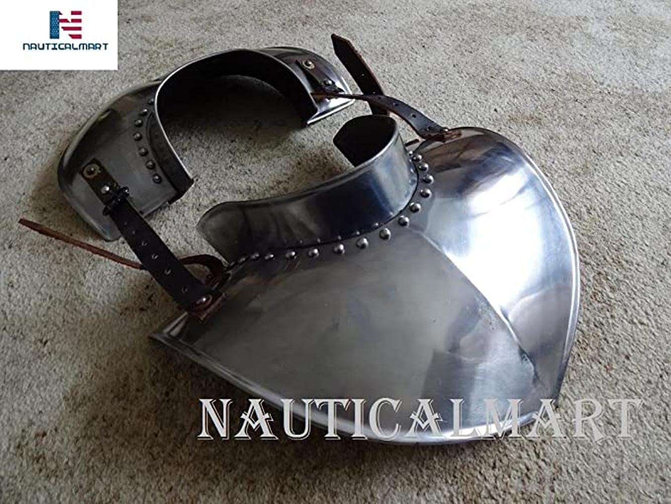 NauticalMart Steel Neck Armor Gorget with Standing Collar Re-Enactment Stage & LARP