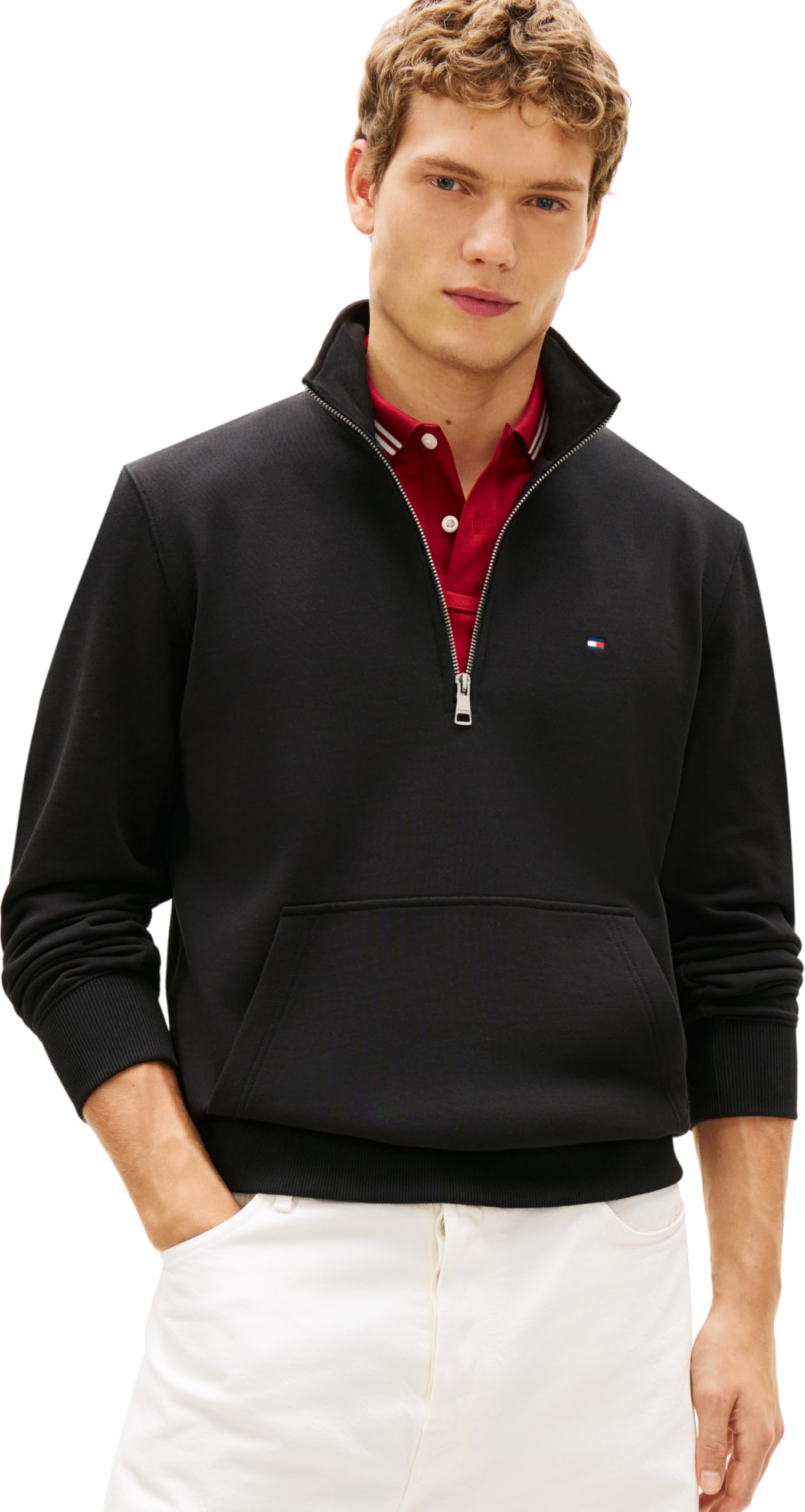 Tommy Hilfiger Herren Sweatshirt mit halbem Reißverschluss