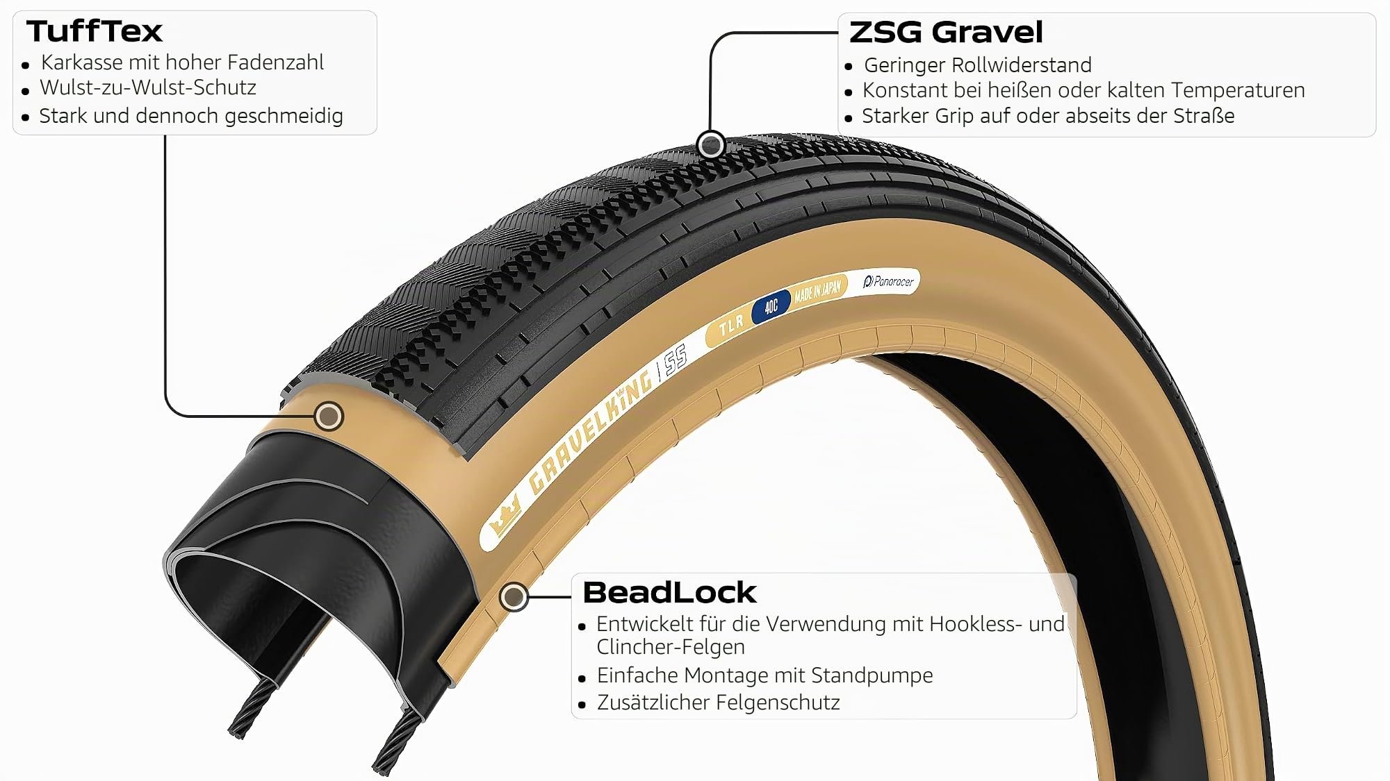 Panaracer Gravelking Semi Slick Tubeless Ready TLR | Fahrradreifen 28 Zoll | Gravel Reifen 622/700 | TuffTex Karkasse | Verbesserte Kontrolle auf Rauen Straßen und Feuerwegen