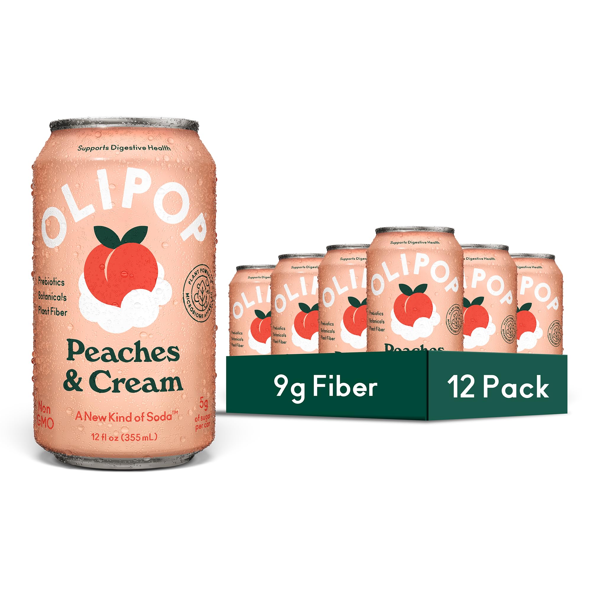 OLIPOP Prebiotic Soda Pop, Peaches & Cream, A New Kind of Soda