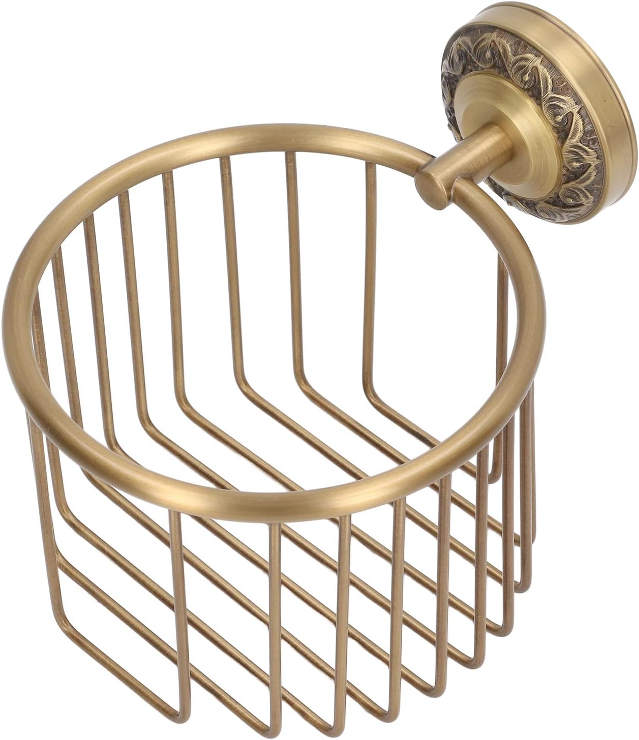 Roll Tissue Wire Basket, Toilet Roll Holder Brass Antique Toilet Roll Holder No Punch Stable Wall Mount Paper Towel Rack for Bathroom