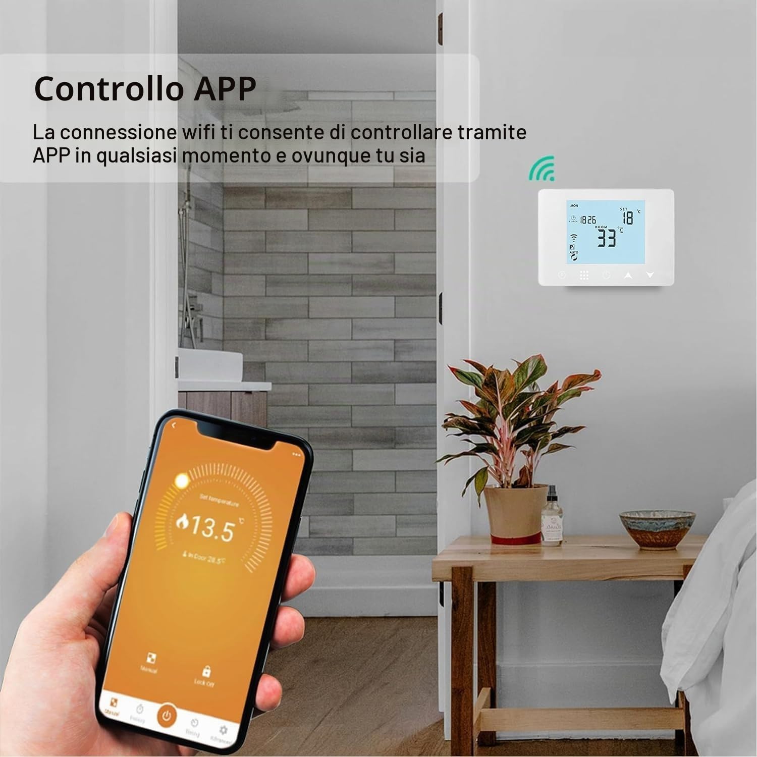 Cronotermostato Termostato WiFi per caldaia gas/acqua, Termostato Smart da Parete Intelligente compatibile con Alexa e Google, Funzione Programmabile