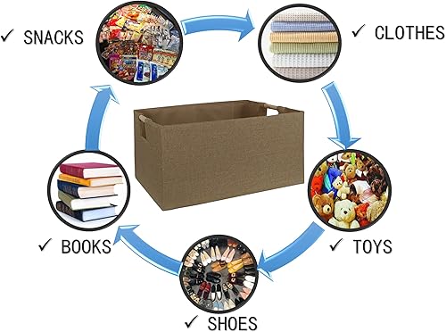 Miniatura 9 de FUULOXE Contenedores de almacenamiento para estantes, cestas rectangulares de armario, caja plegable con asas, cajas de almacenamiento grises para