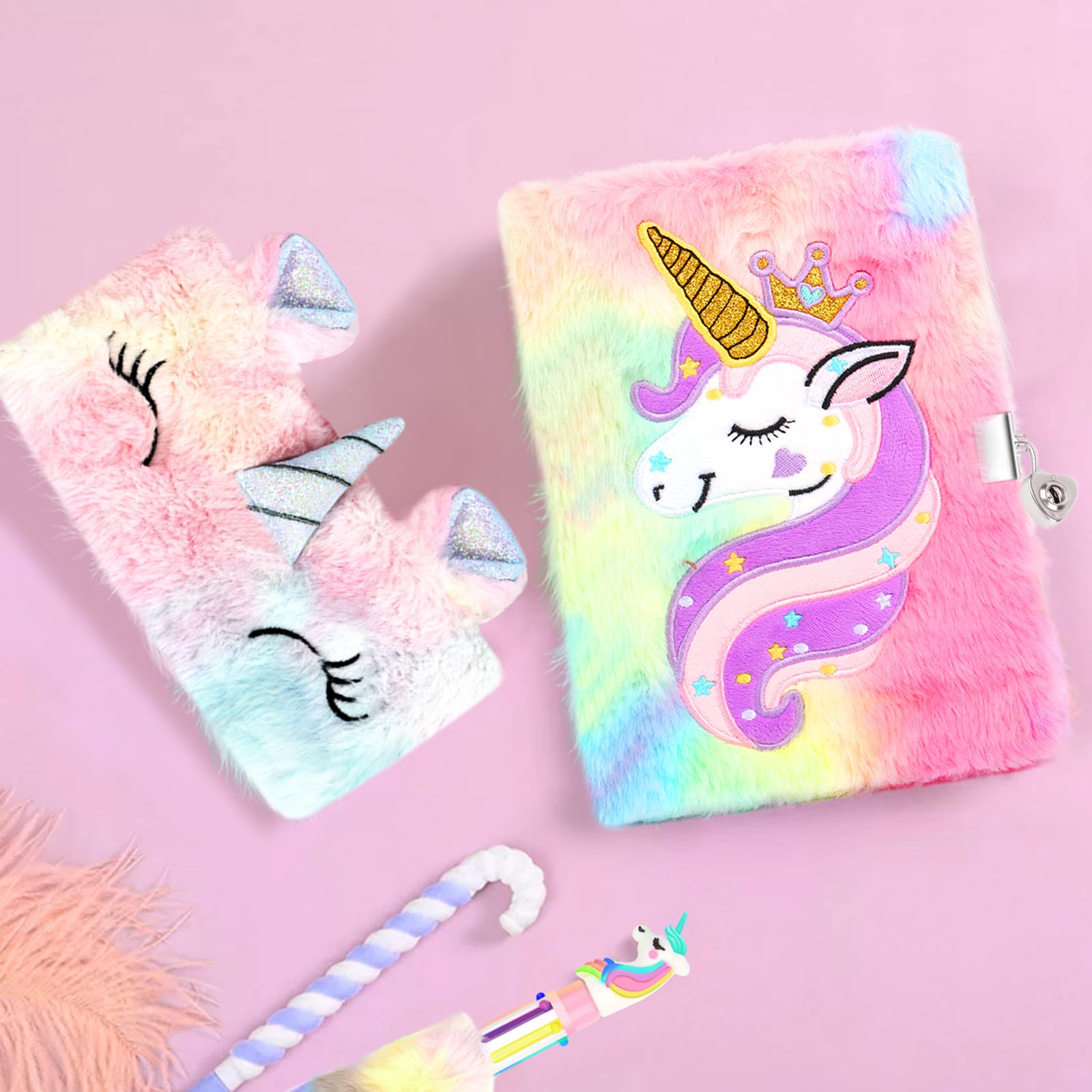 talifoca Diario Segreto Bambina con Lucchetto, peluche Unicorno Diario in Peluche Diario Segreto Unicorno, Astuccio Unicorno e Penna, privato Blocchi magici per ragazze Regalo di Natale compleanno