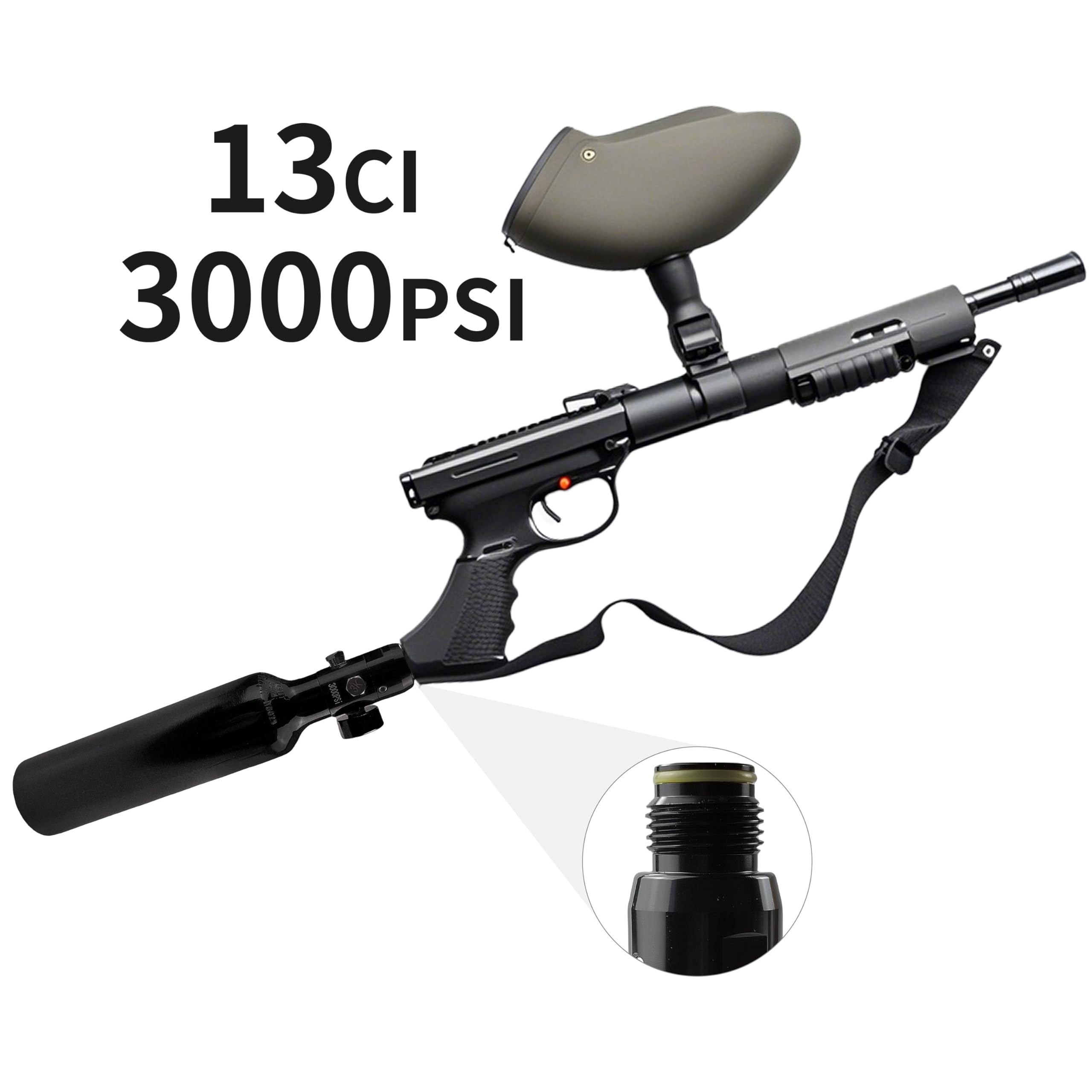 13ci Paintball Tank,Aluminum HPA Tank,13ci/3000psi Compressed Paintball Air Tank with 800Psi Output Regulator for Airgun Airsoft