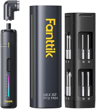 Fanttik S2 Pro Max Electric Screwdriver, Cordless Screwdriver Set, 7 Torque Settings, 0.5 to 6N.m, 16 Magnetic Bits, 1/4Hex Shank, with Separate 90 Angle Adapter for Tight Space and Household DIY