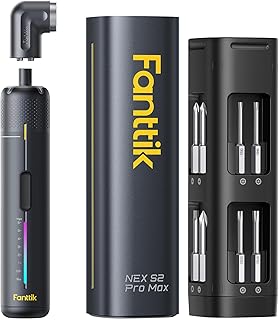 Fanttik S2 Pro Max Electric Screwdriver, Cordless Screwdriver Set, 7 Torque Settings, 0.5 to 6N.m, 16 Magnetic Bits, 1/4''Hex Shank, with Separate 90° Angle Adapter for Tight Space and Household DIY