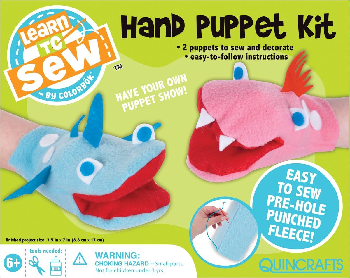 Colorbok Learn to Sew Hand Puppet Kit, 3-1/2-Inch by, 7-Inch, 2/Pkg