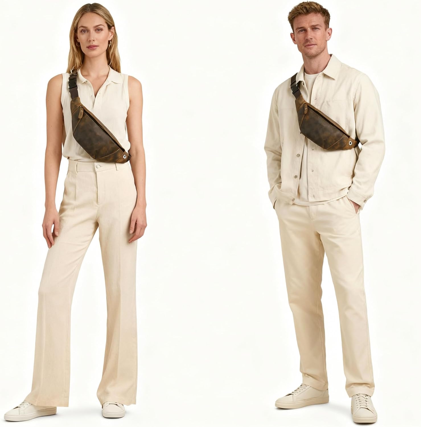 Thick Crazy Horse Leather Hiking Riding Travel Outdoor Belt Bag Fanny Waist Pack Small Phone Pouch For Men Women 380 (385 Brown) - Image 3