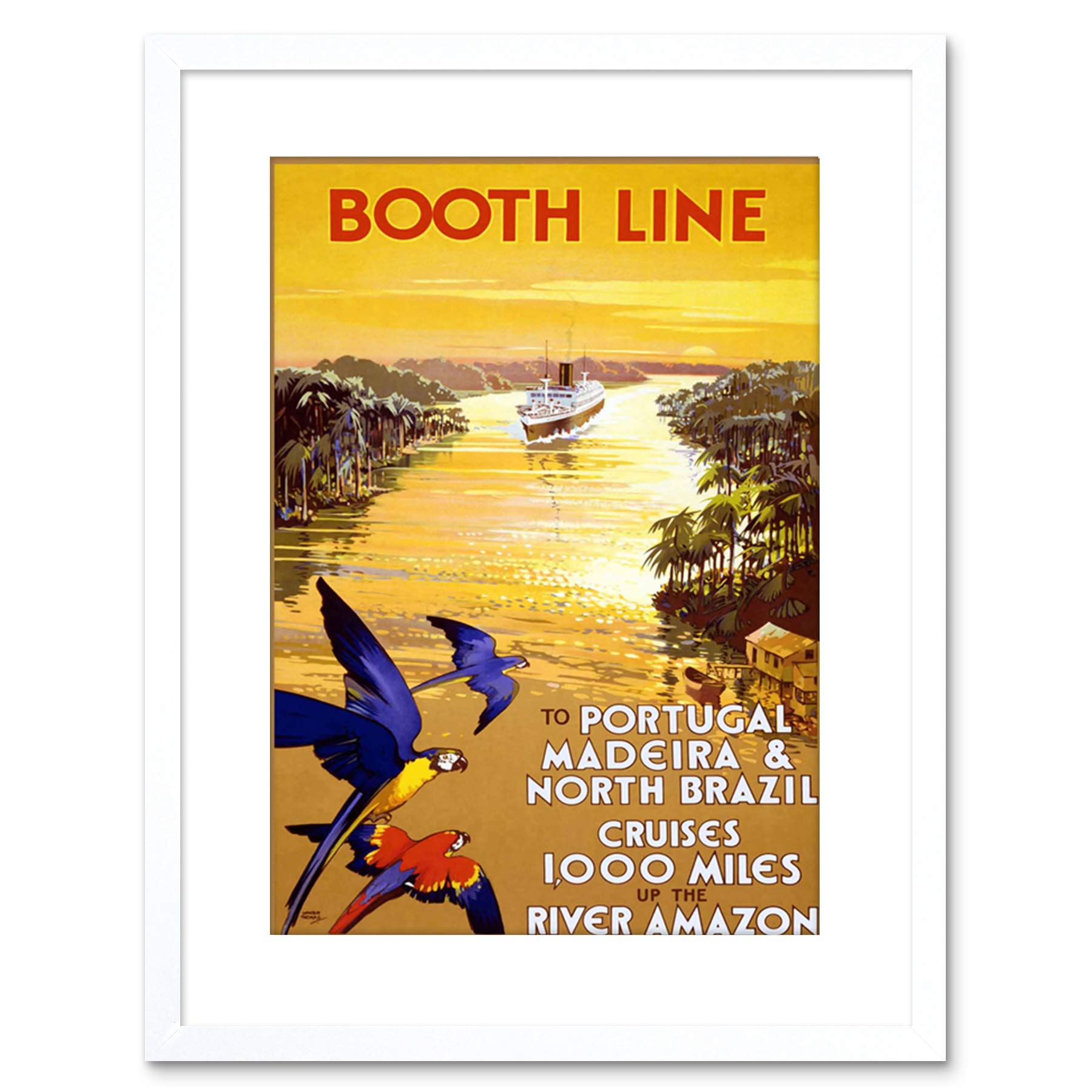 Wee Blue Coo 9x7 '' BOOTH LINE PORTUGAL BRAZIL PARROT SHIP FRAMED ART PRINT F97X1354