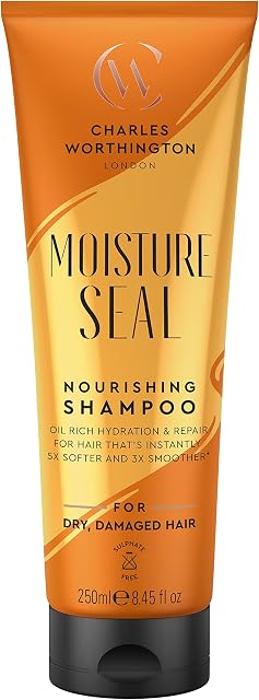 Charles Worthington Moisture Seal Nourishing Shampoo, Moisturising Shampoo for Dry Hair, Salon Deep Moisturising Shampoo for Women, Dry Hair Repair with Coconut, Argan and Macadamia Oils, 250 ml