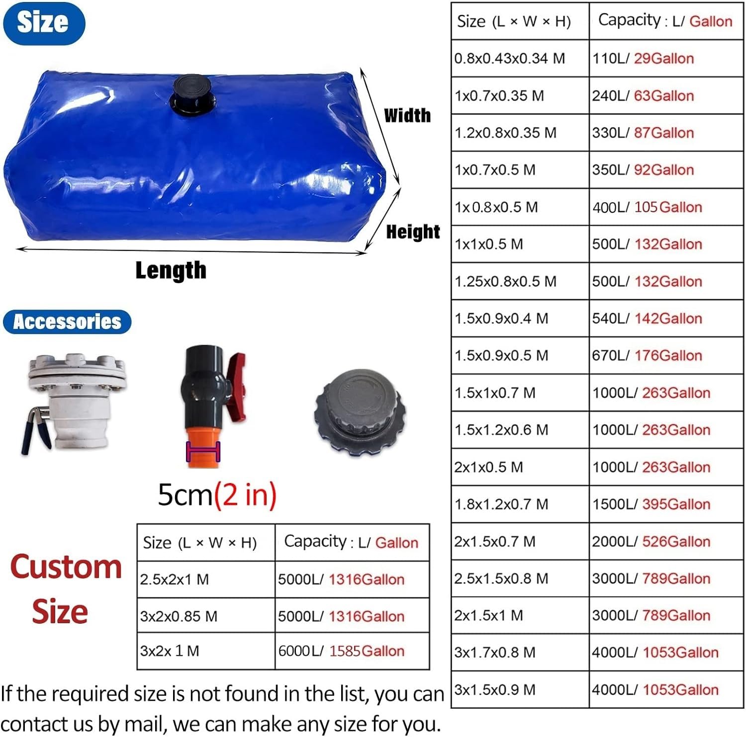Grande capacité bidons pliants Sac de Douche Solaire Pliable pour RV/randonnée/Camping, Réservoir d'eau Douce Mobile(3.5x2x1 m/7000 L/1 800 Gallon)