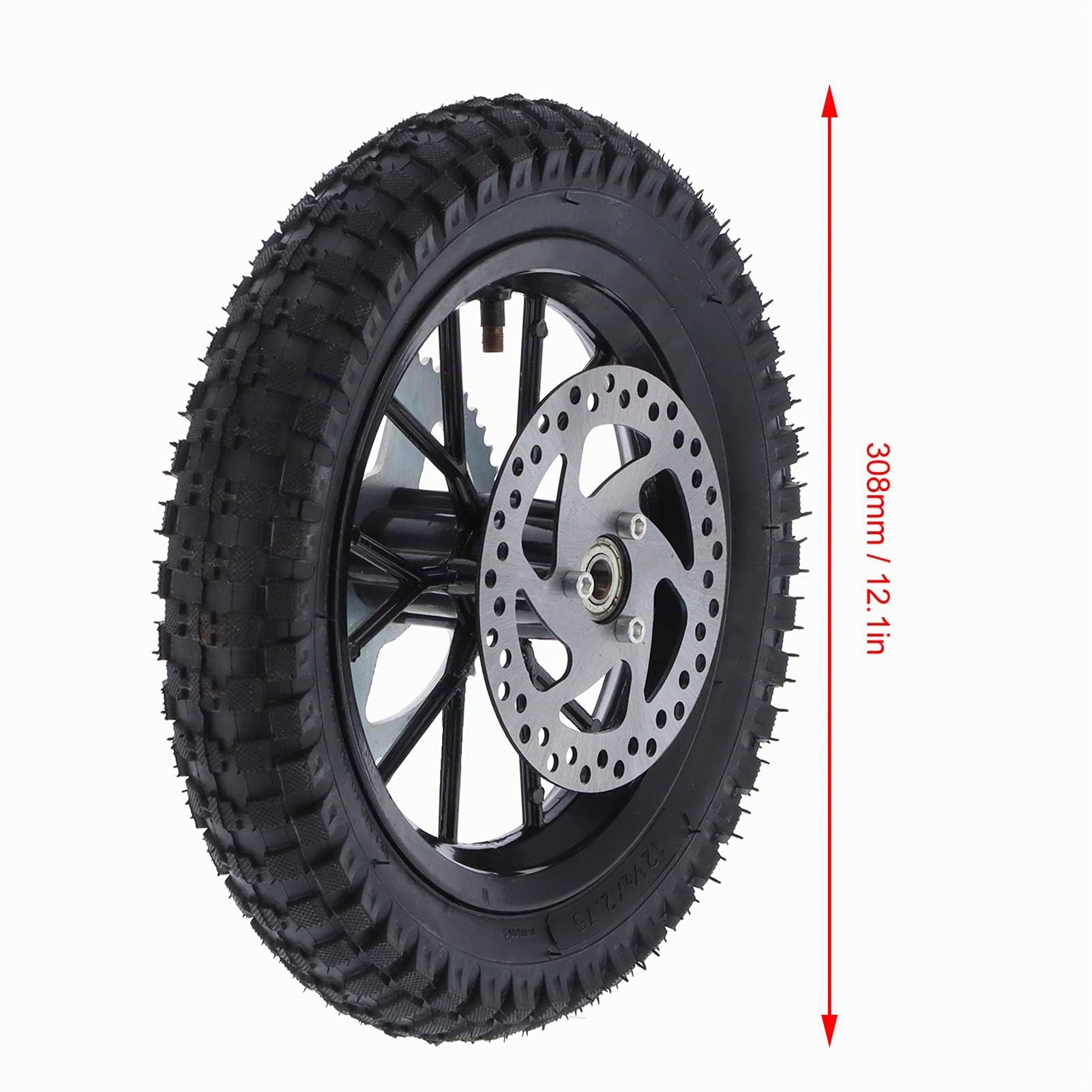 Aramox Roue Arrière pour Mini Dirt Bike Coolster QG-50, 12,5 x 2,75 Pouces, Caoutchouc Antidérapant, Remplacement 2 Temps