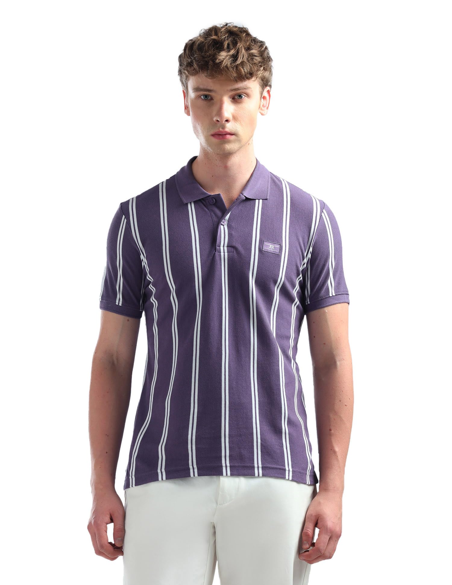 flying machine Men's Regular Fit Polo T-Shirt | Striped Pattern-picture-13