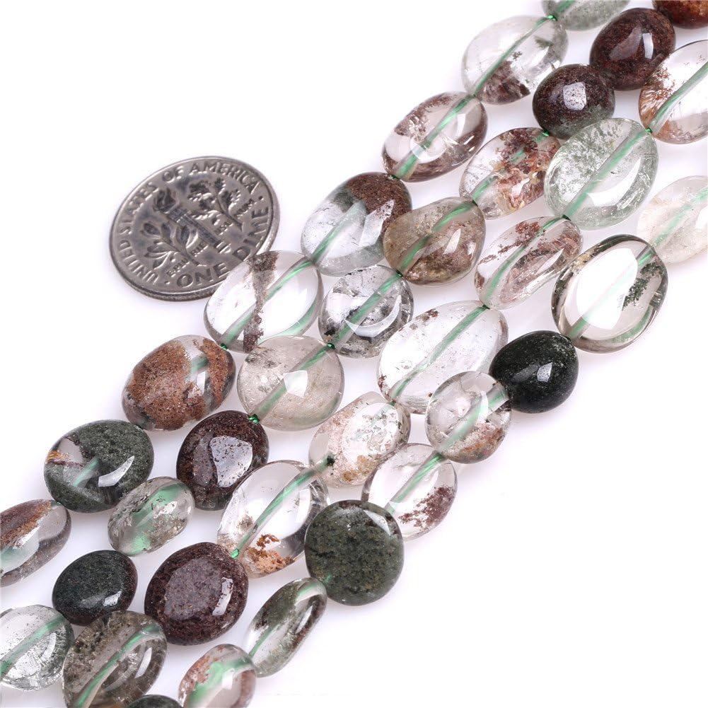 Green Phantom Quartz Beads for Jewelry Making Natural Gemstone Semi Precious 9x12mm Freeform Baroque Potato 15" JOE FOREMAN