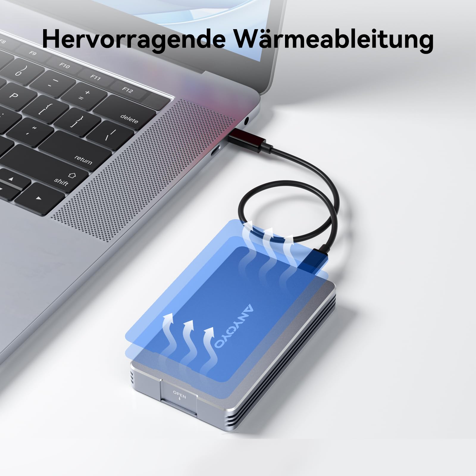 40Gbps M.2 NVMe SSD Gehäuse, ANYOYO NVMe Gehäuse kompatibel für Thunderbolt 5/4/3 M.2 SSD Gehäuse für PCIe 2280 M-Key (B+M Key), USB C Aluminium SSD Gehäuse kompatibel für USB 4/3.2/3.1