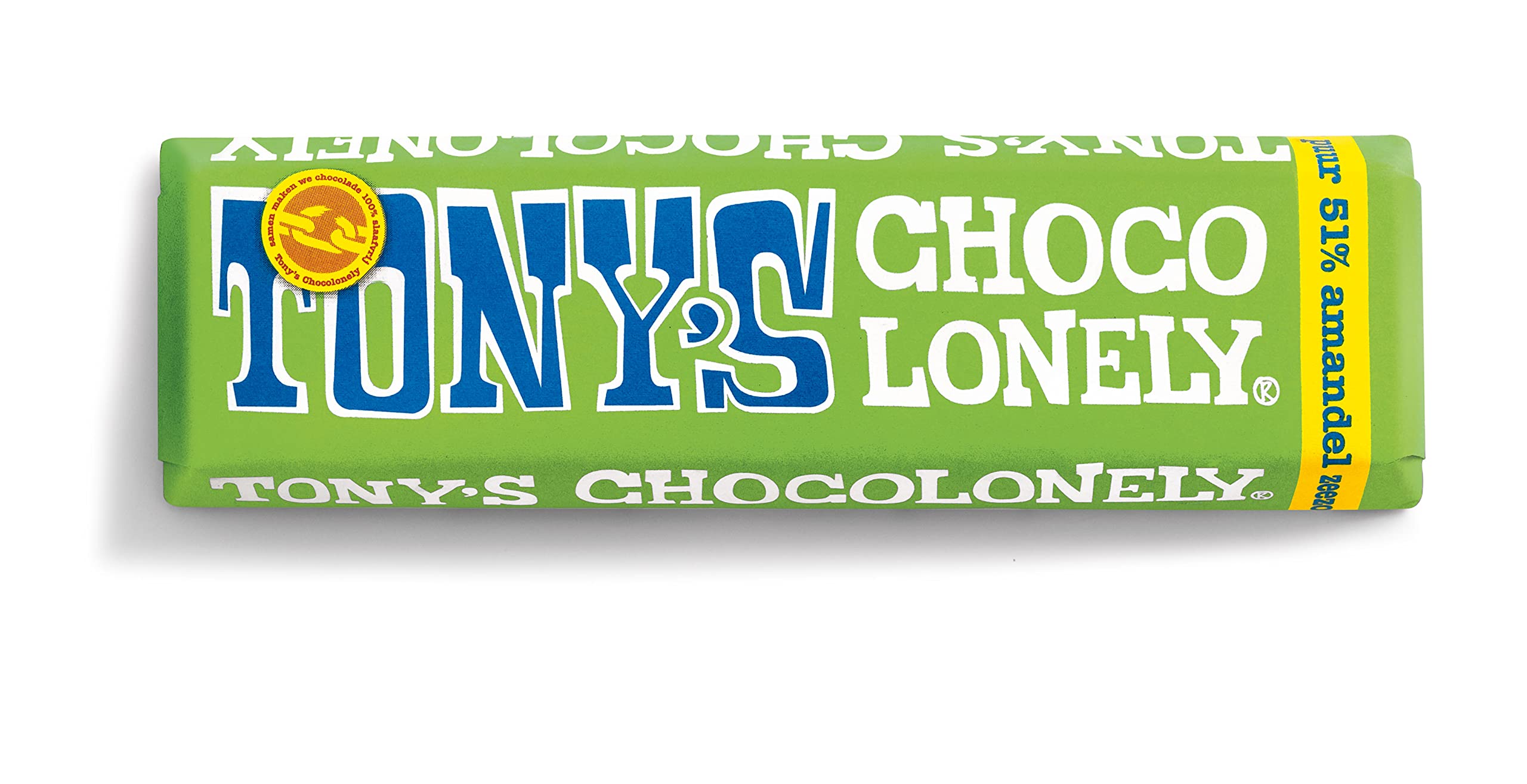 TONY'S CHOCOLONELY - Zartbitterschokolade mit Mandeln & Meersalz 35x47 g Riegel - Fairtrade Schokoriegel mit bissfesten Mandeln & Meersalz, ideal für unterwegs. Ohne Palmöl, hergestellt in Belgien