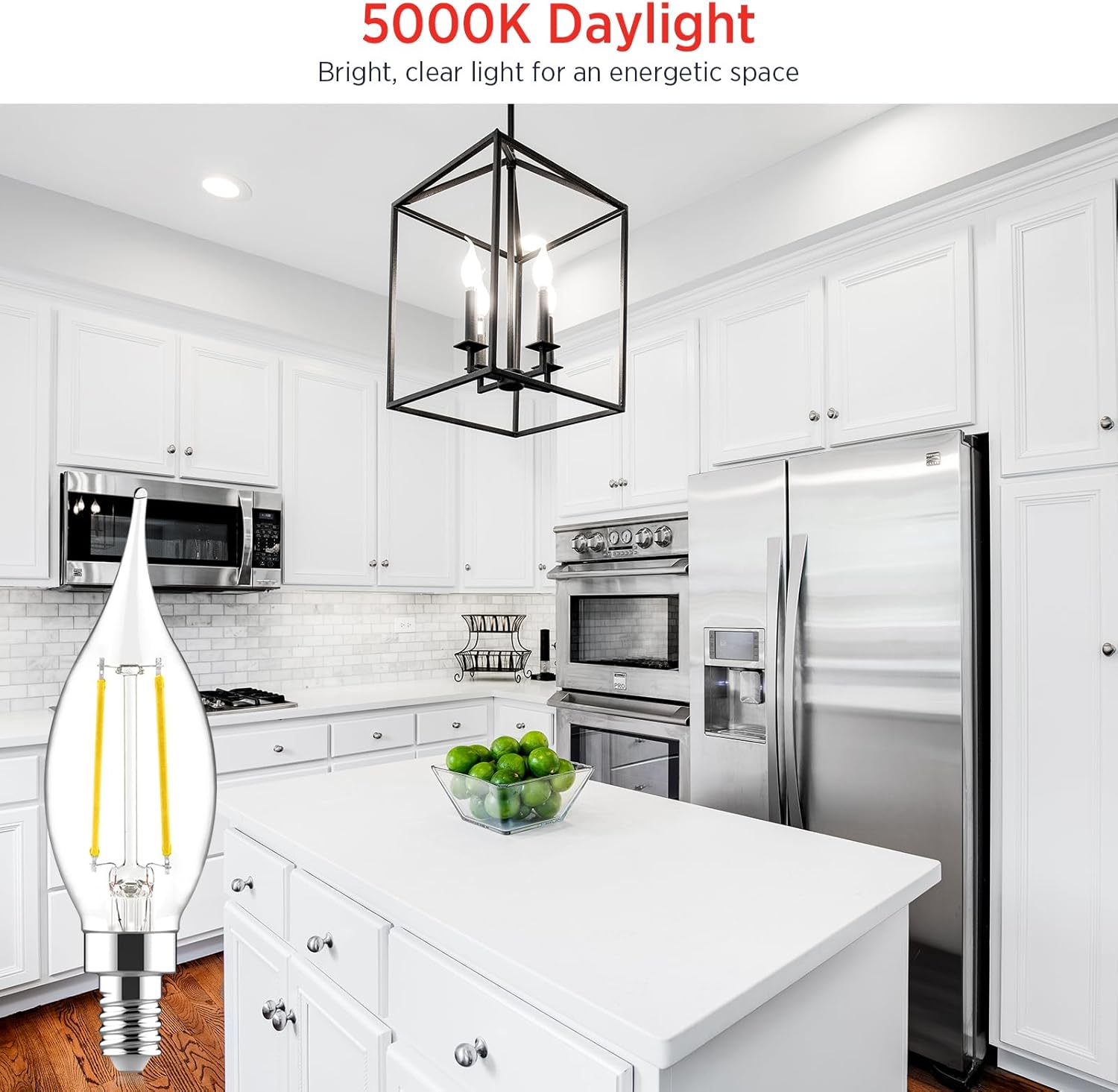 Sengled E12 Candelabra LED Bulbs Dimmable, 40W Equivalent CA10 Chandelier Light Bulbs, 5000K Daylight White Candle Bulbs for Chandeliers, Ceiling Fan, Pendant Light, 6 Pack