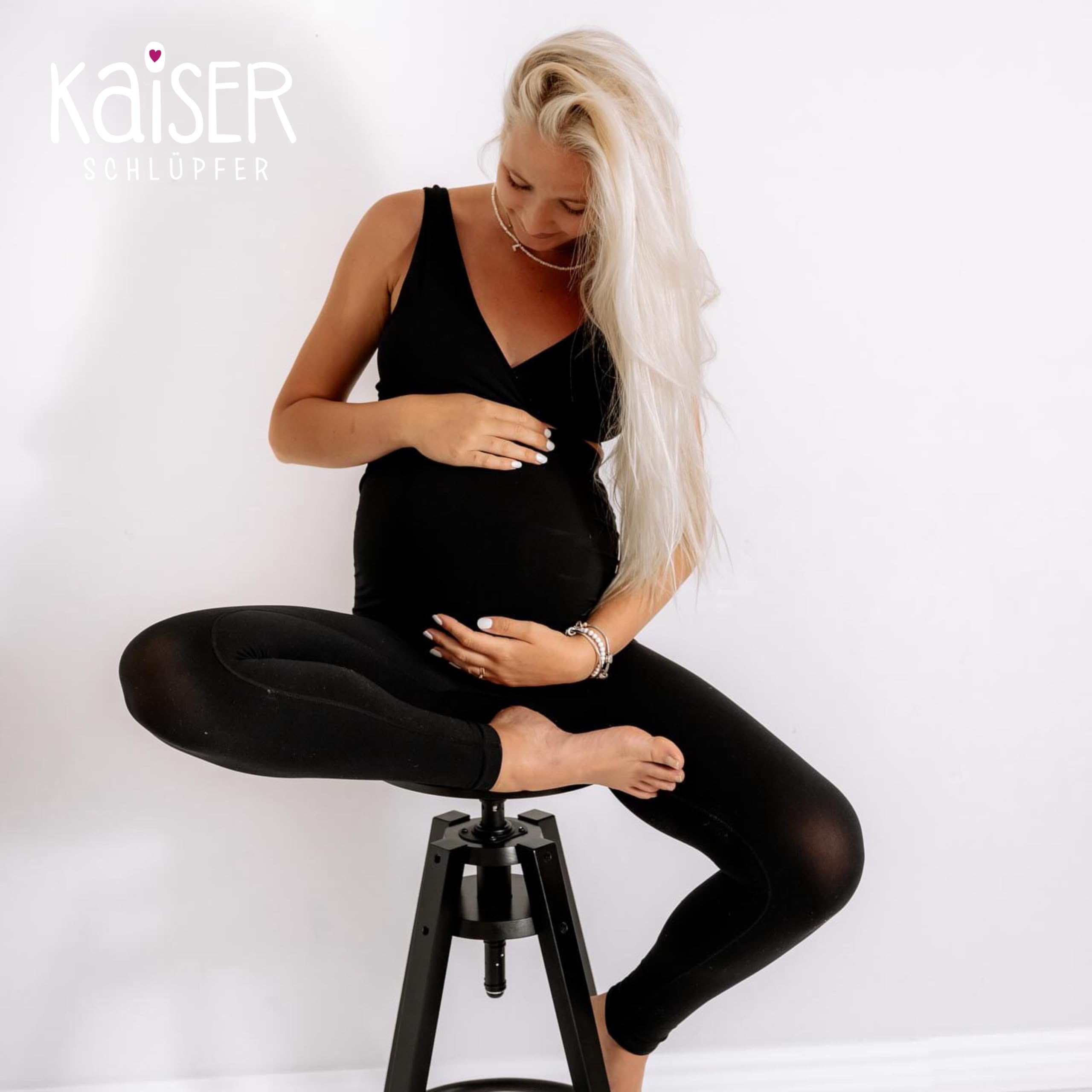 Kaiserschlüpfer Bauchgefühl Leggings - High Waist Umstandsleggings - Atmungsaktive Schwangerschaftsleggings - Umstandshose