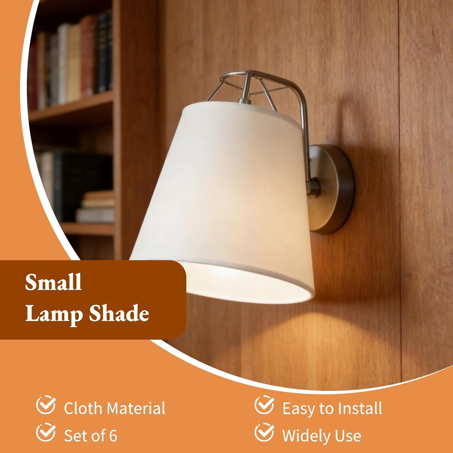 6Pcs Small Lamp Shade, Mini Lampshades Clip On Chandelier for E14 Light Bulb White Modern Fabric Lampshade Table Bedside Wall Lamps Shade Vintage Pendant Light Cover Replacement