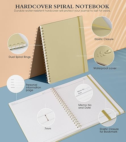 Vista 45 de Cuaderno de papel cuadriculado, cuaderno en espiral de 8.5 x 11 pulgadas, cuadernos de cuadrícula grande A4 para mujeres y hombres, papel gráfico