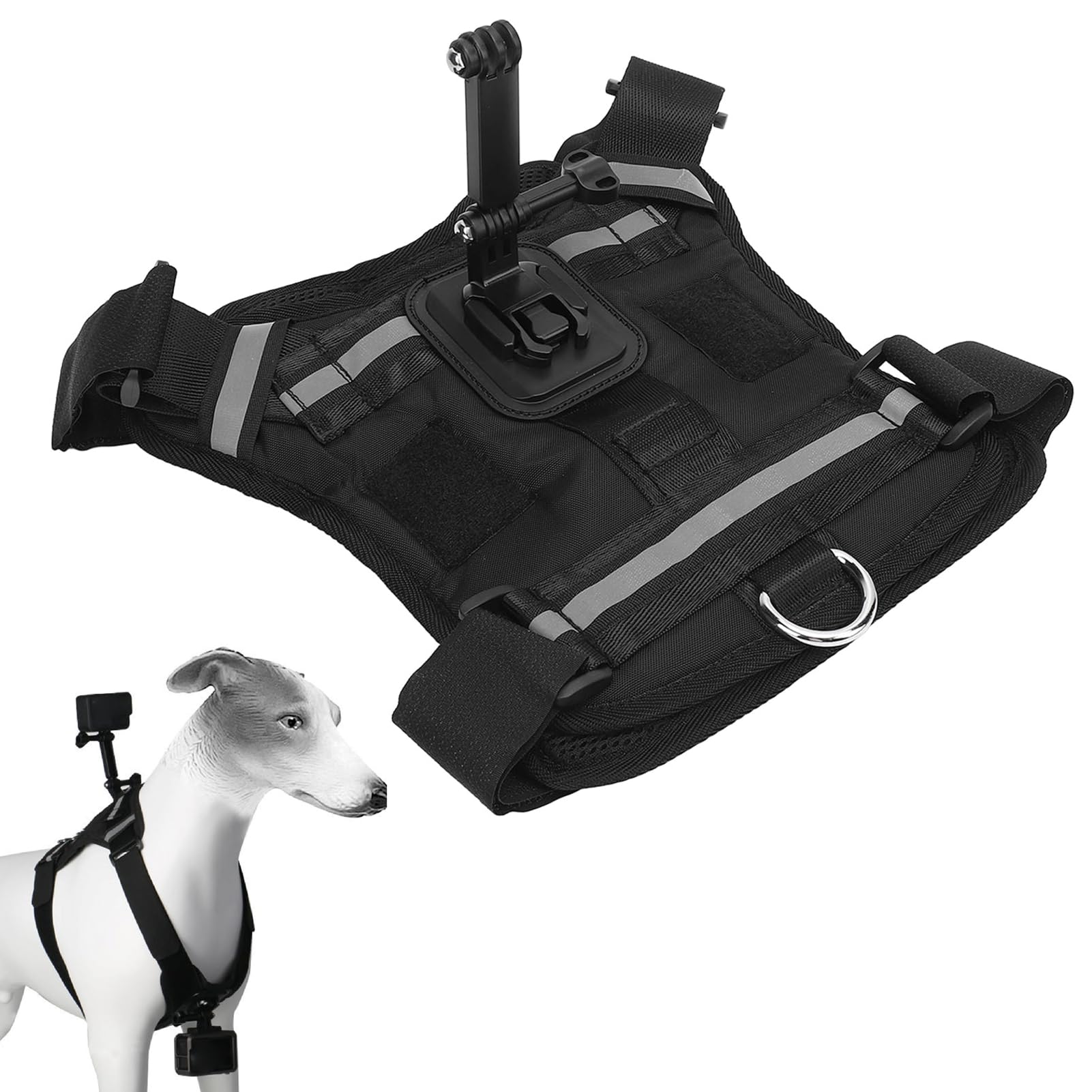 Support de Harnais pour Chien pour Caméra d'action, Gilet Réglable pour Animaux de Compagnie, Gilet de Montage pour Caméra pour Chiens de Grande, Moyenne et Petite Taille