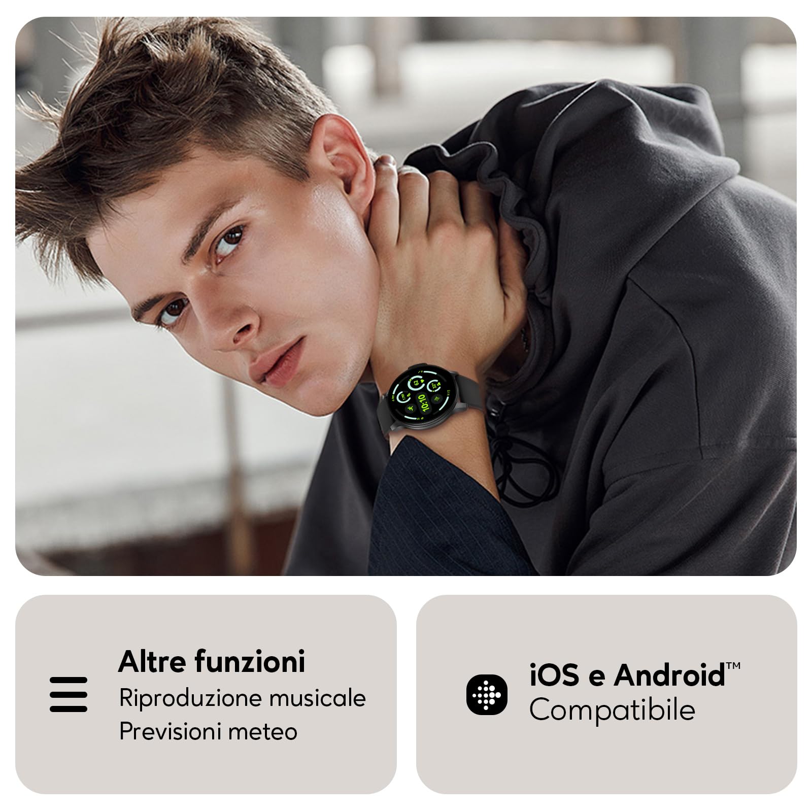 AcclaFit Smartwatch Donna Uomo, 1.38" Touch Screen Smartwatch con Effettua/Risposta Chiamate, Fitness Tracker con Pressione Sanguigna e Monitor Sonno, 120+ Sport Step Counter per Android iOS