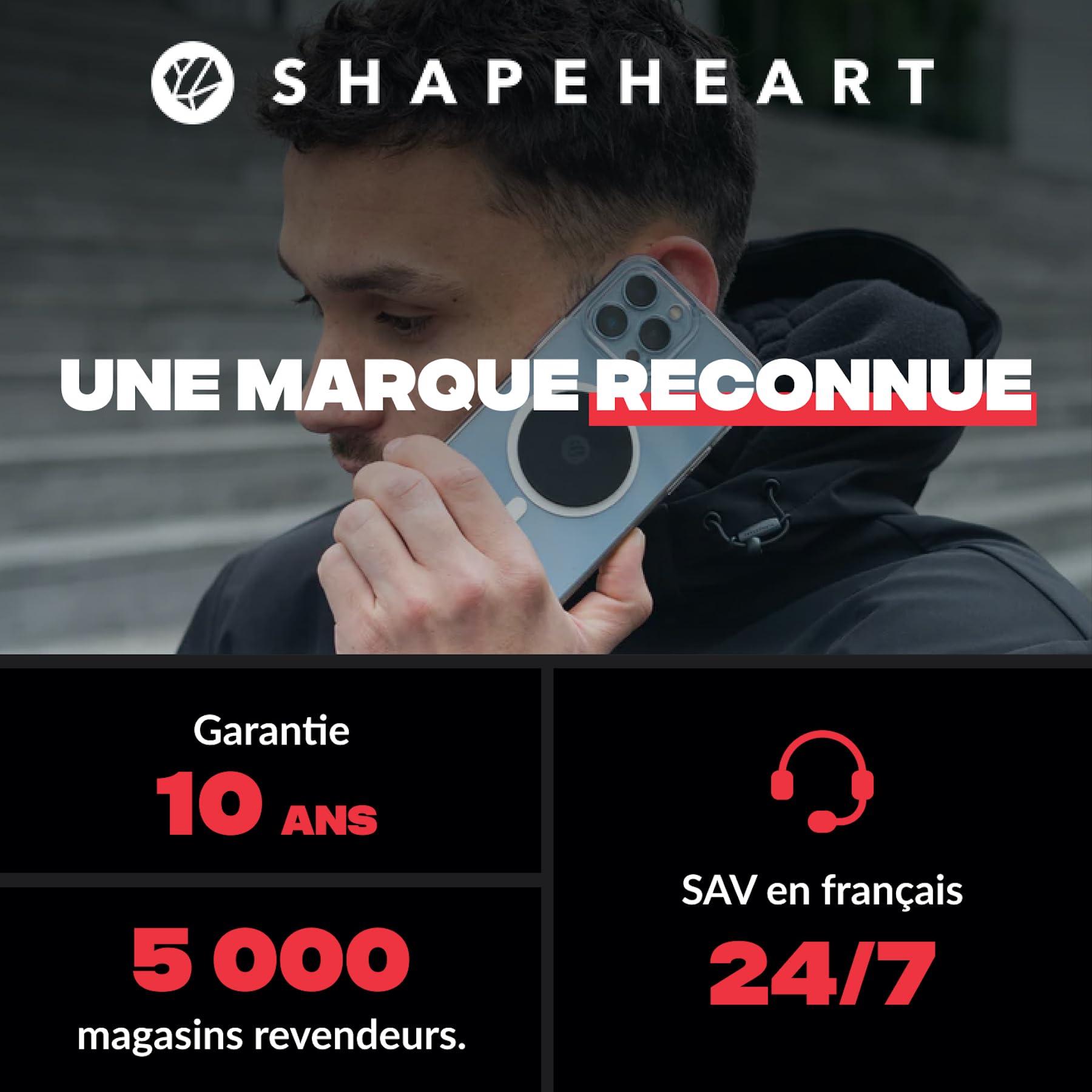 Shapeheart Support Téléphone Rétroviseur Moto Magnétique - Pochette Étanche Tactile XL - Fixation Vissée Rétroviseur Moto, Scooter - Housse Smartphone Imperméable - Système Stable Amovible