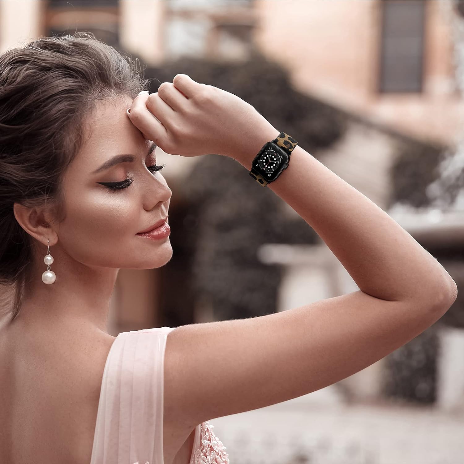 OUHENG Stretchy Compatible Elastic Leopard Image