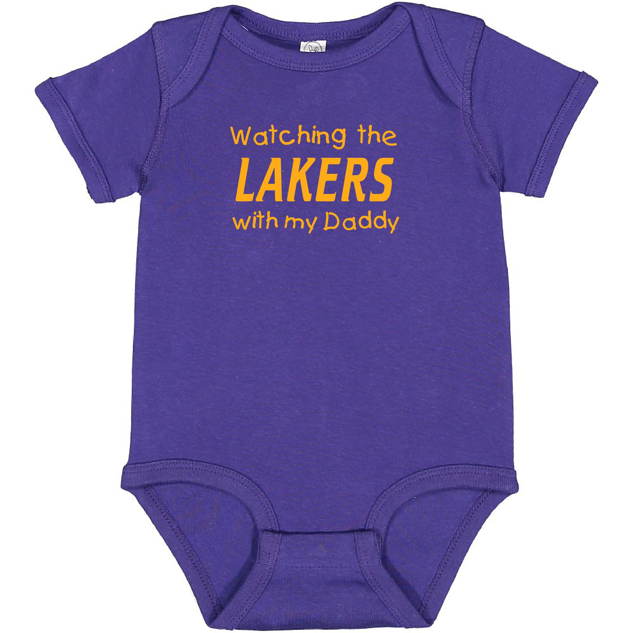 Watching the Lakers with my Daddy Baby Boy Bodysuit Outfit Romper Gift