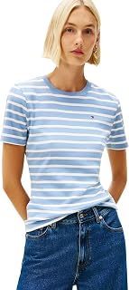 Tommy Hilfiger Damen T-Shirt Kurzarm Slim Cody Rundhalsausschnitt