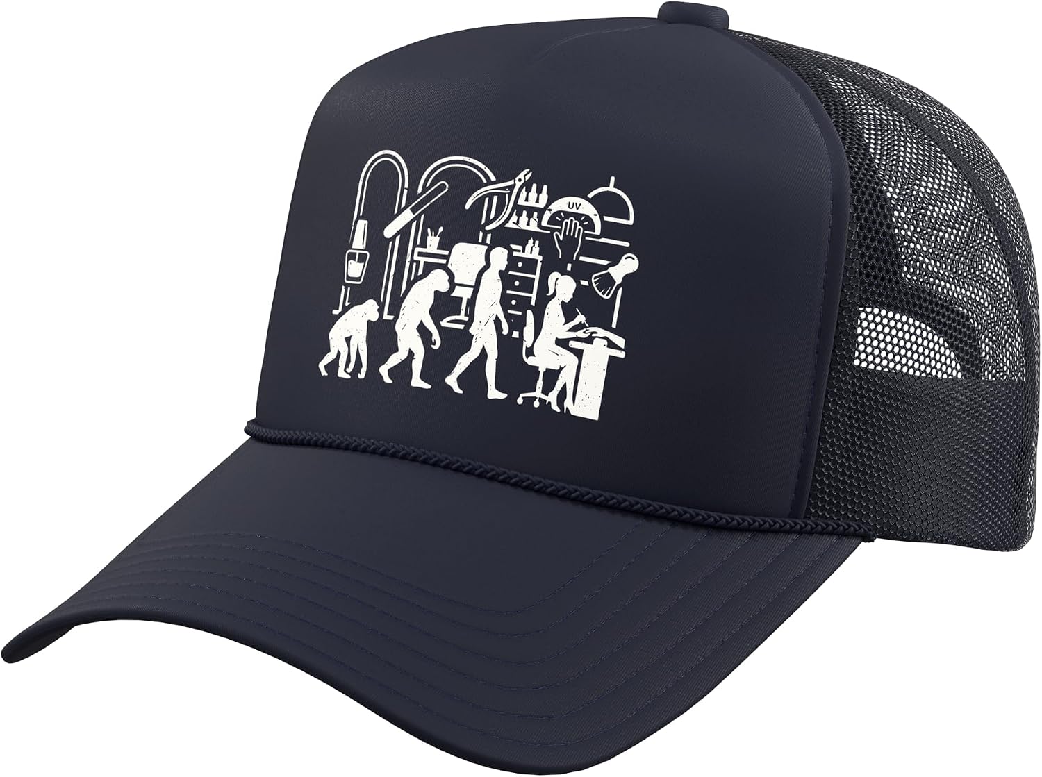 Nail Artist Evolution Funny Beauty Salon Graphic Trucker Hat with Adjustable Mesh Back