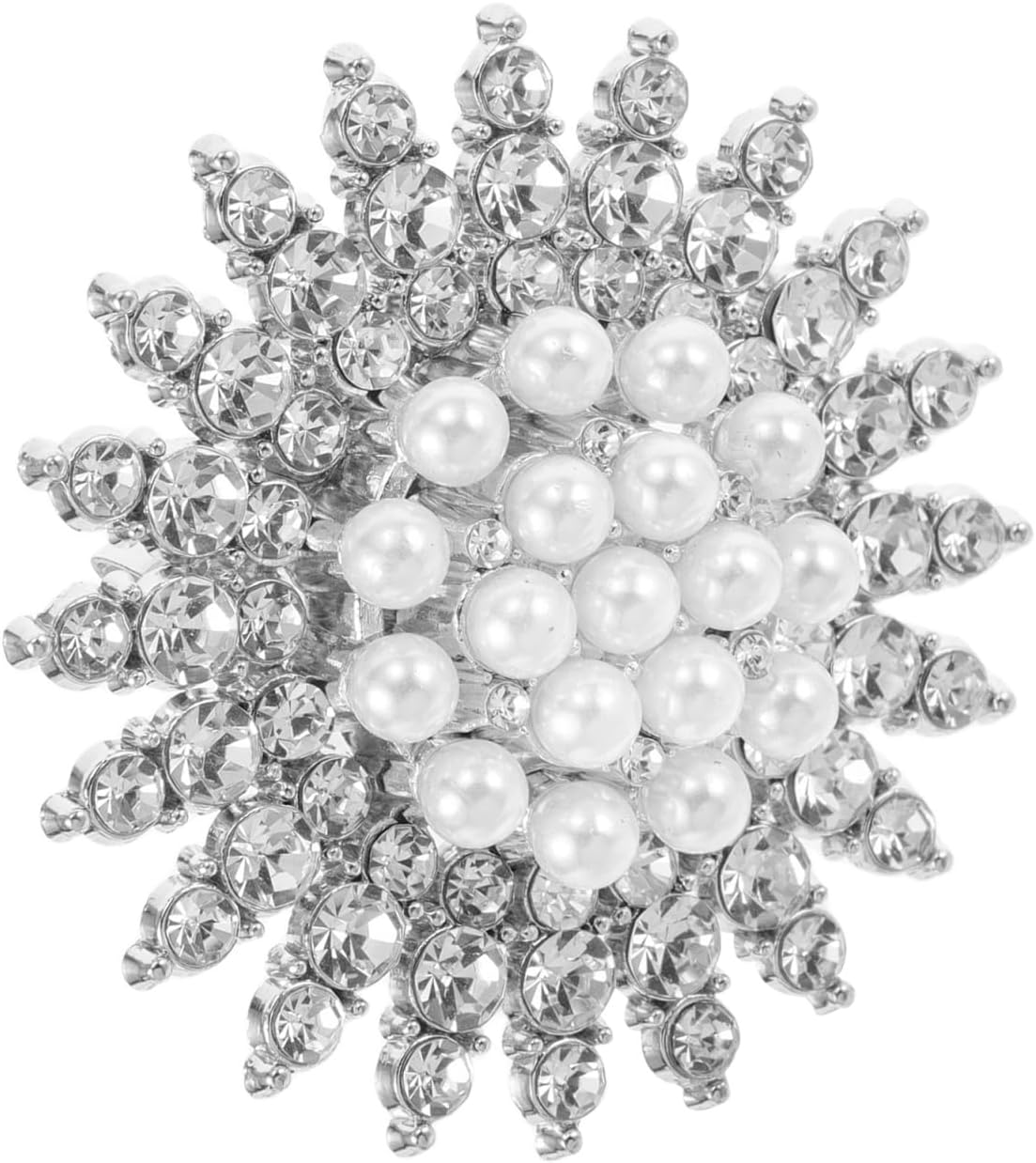 Baluue Pearl Brooch Alloy Rhinestone Collar Pin Scarf Buckle Brooches Scarf Ring Clip for Women Rhinestone