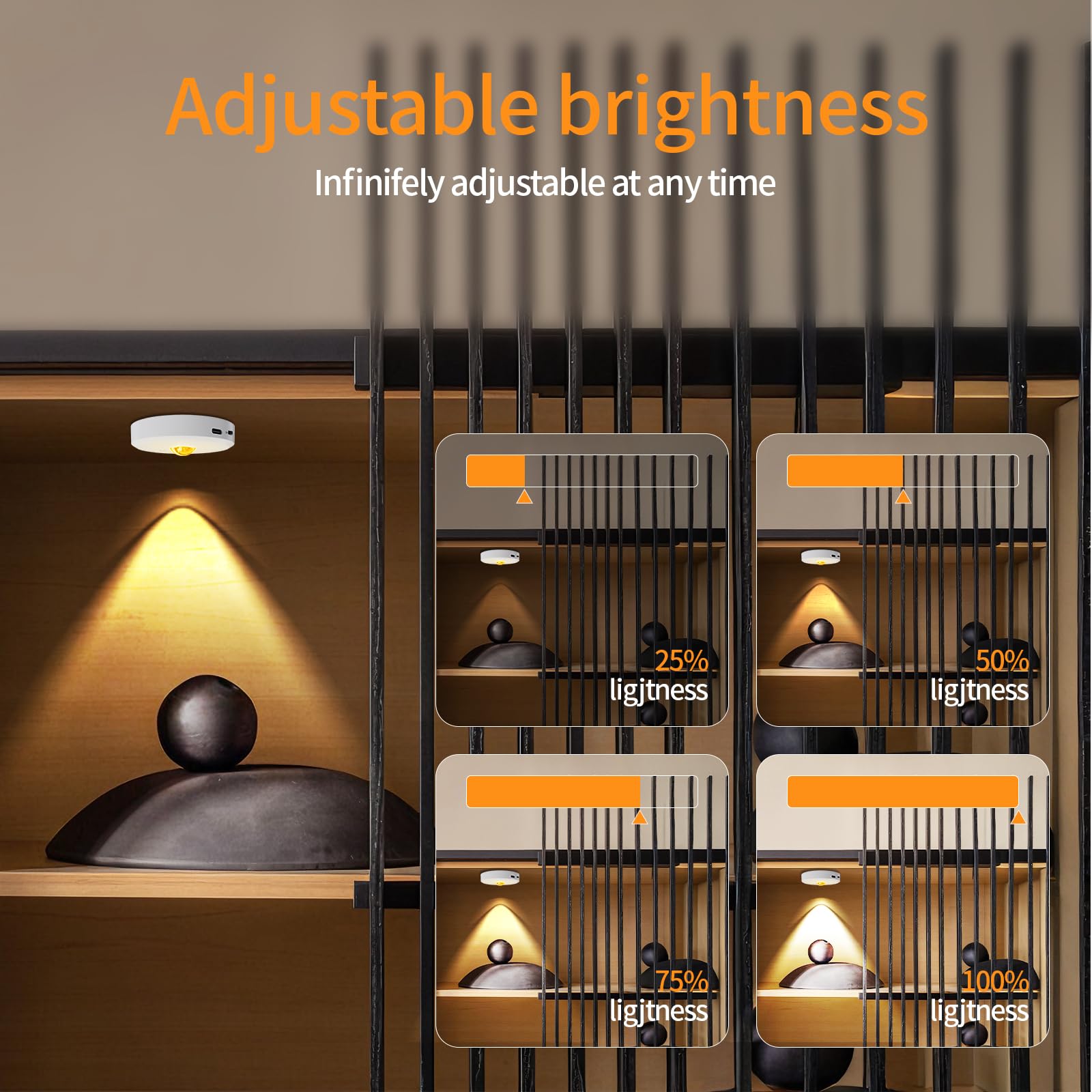 Luces de disco inalámbricas con control remoto, recargable de 2200 mAh debajo del mostrador, 3 temperaturas de color regulables debajo del gabinete, luz de armario, luz clave para pasillo (plata, 3