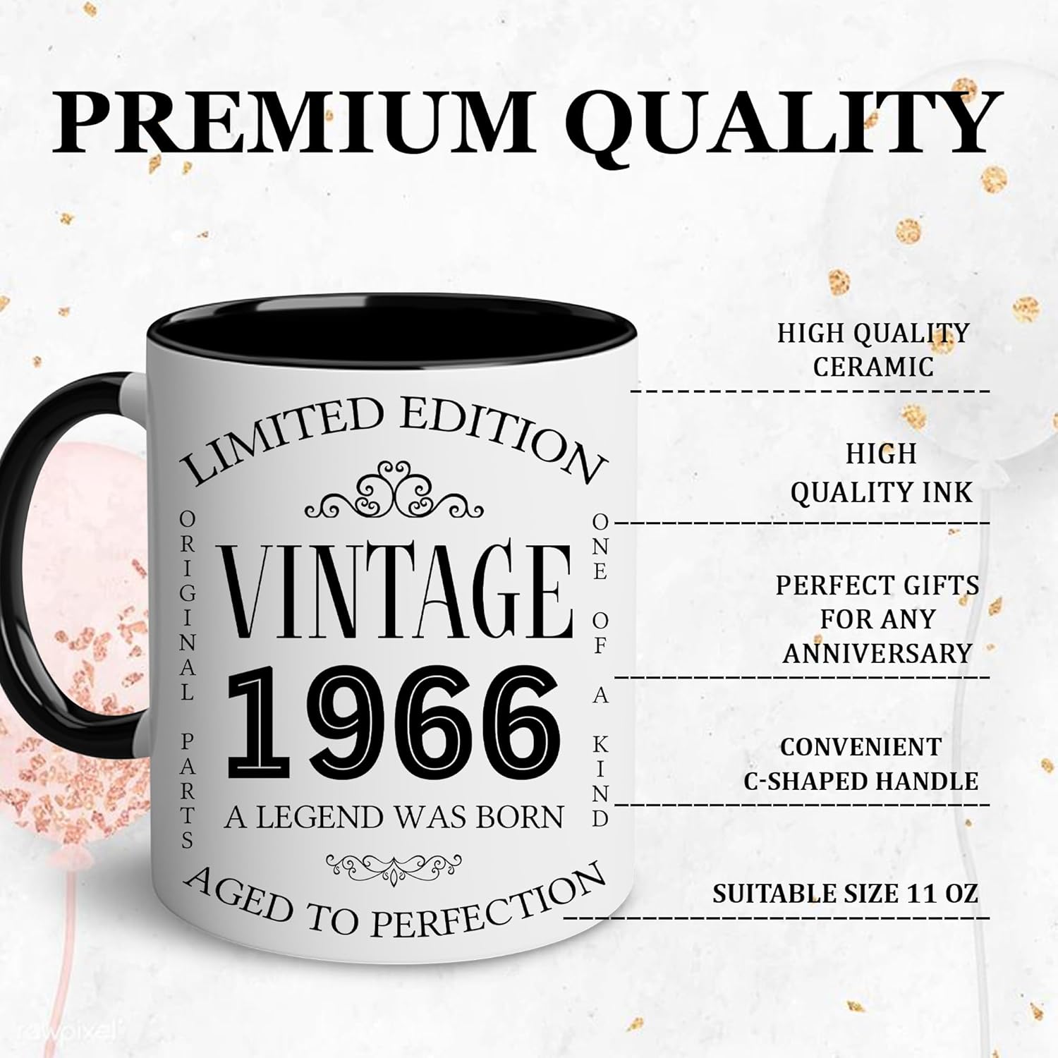 GLAKEUN 60th Birthday Gifts for Men Women - 60th Birthday Decorations for Men - Vintage 1966 Coffee Mug - Born in 1966 Present Ideas - Turning Sixty Gift For Dad, Mom, Uncle - 60 Coffee Mug 11oz - Image 4