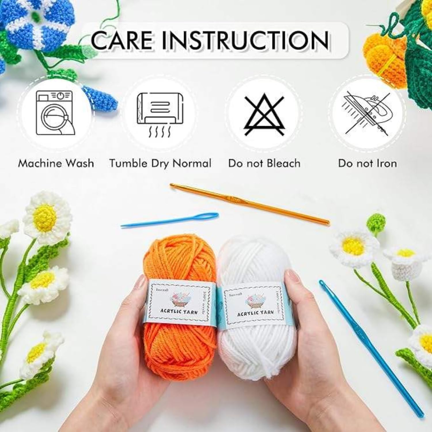Tusmad Cotton Crochet Kit for Beginners with Crochet Thread, Hooks & DIY Tools | Learn to Crochet Set for Adults & Kids | Complete Crocheting Supplies with Colors Yarn Stitch Counter & Yarn Cutter Ring 4