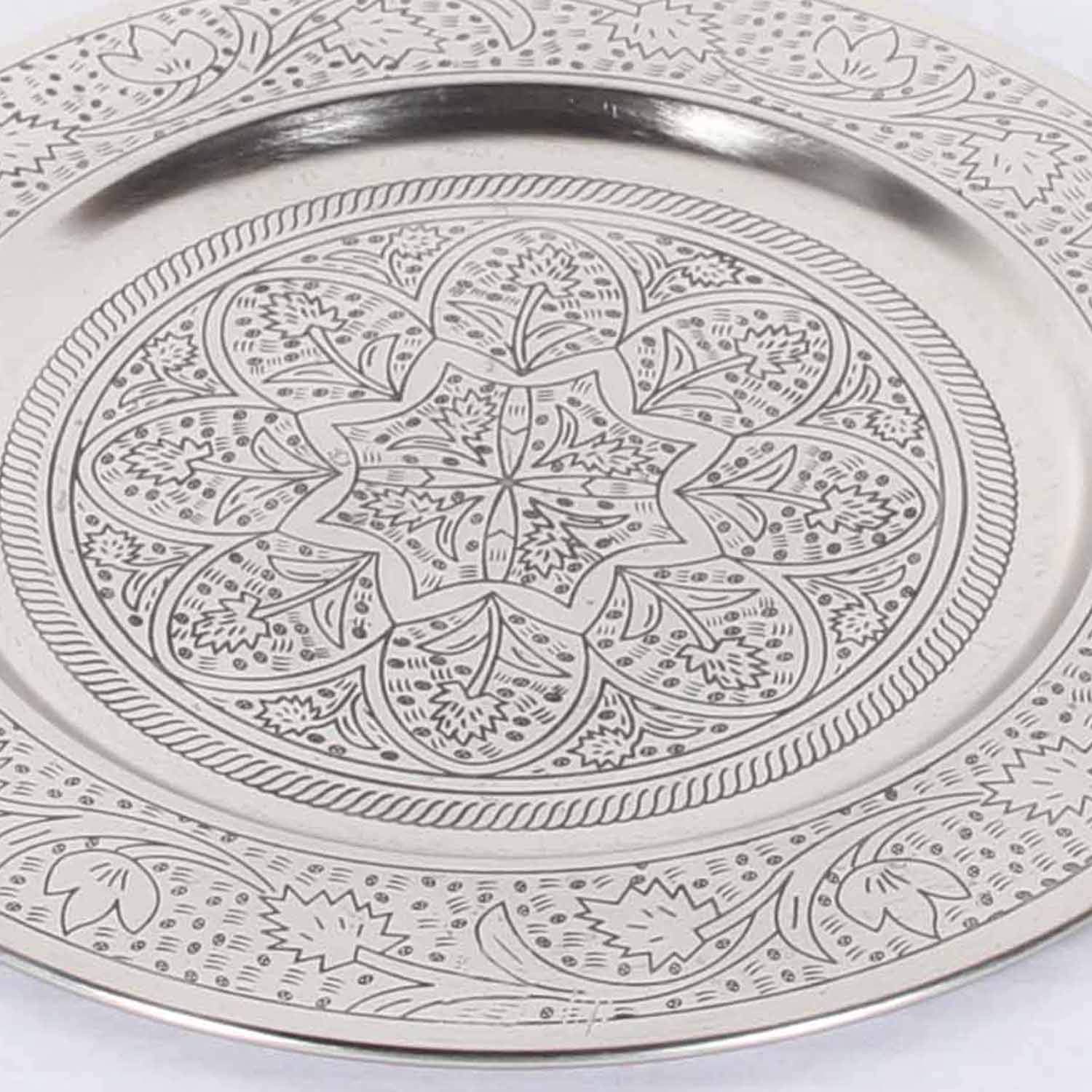 Casa Moro Hoyam TBB407S - Bandeja para servir (redonda, 40 cm de diámetro, metal plateado)
