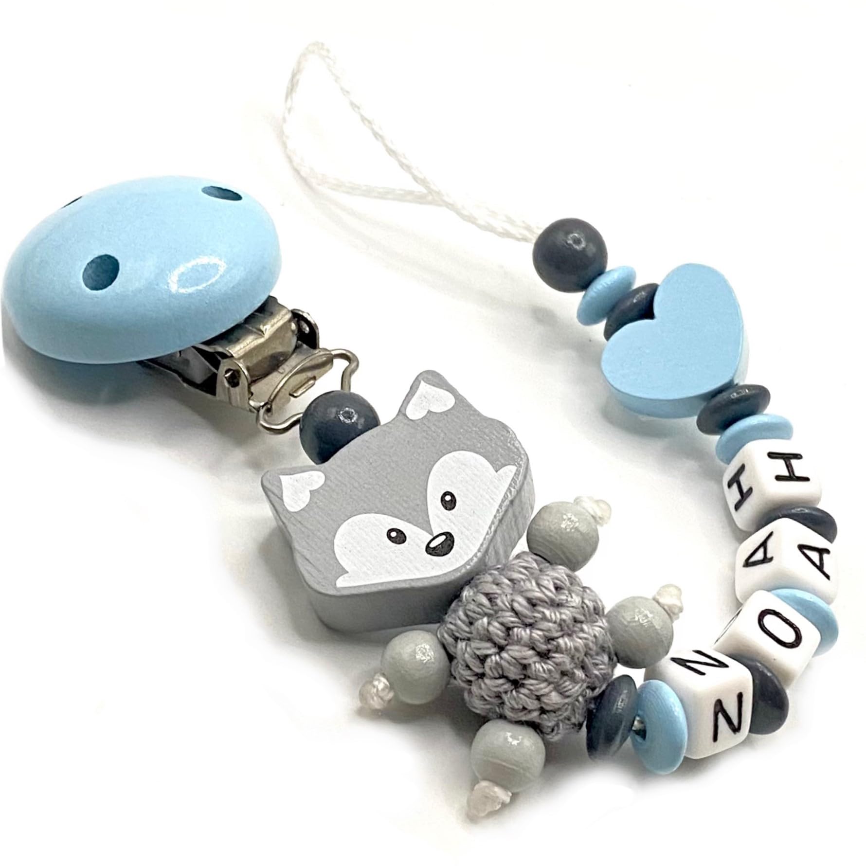 AVH Enterprise Personalisiertes Schnullerkettchen für Kinder | Mädchen oder Junge | wunderschöne individuelle handmade Produkte (Fuchs, Fuchs)