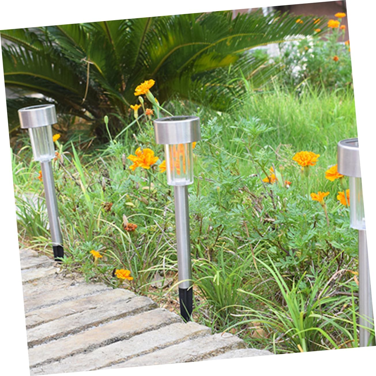 NUOBESTY 8Pcs Solar Ground Lights Tube LED Garden Landscape Lamp for Pathway Driveway Outdoor Light Solar Garden