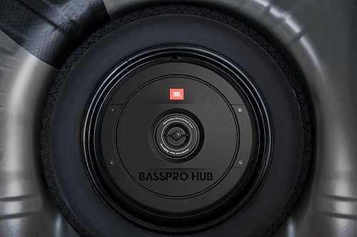 JBL BassPro Hub 11" Ruota di Scorta Subwoofer Auto Amplificato - 300 Watt Subwoofer Attivo per Alloggiamento Ruota di Scorta con Costruito in Amplificatore - 9