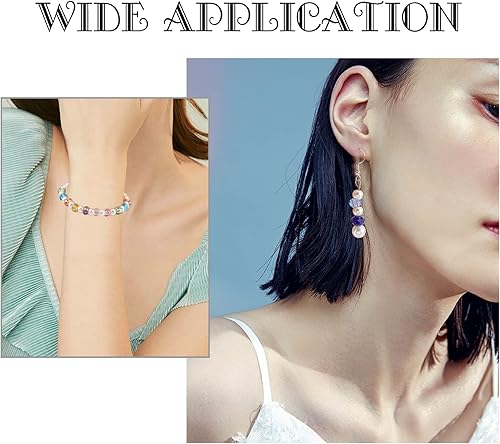 Miniatura 5 de PH PandaHall 100 cuentas de cristal de 0.315 x 0.197 in, cuentas de agujero grande facetadas europeas Rondelle espaciador para bricolaje cadena de