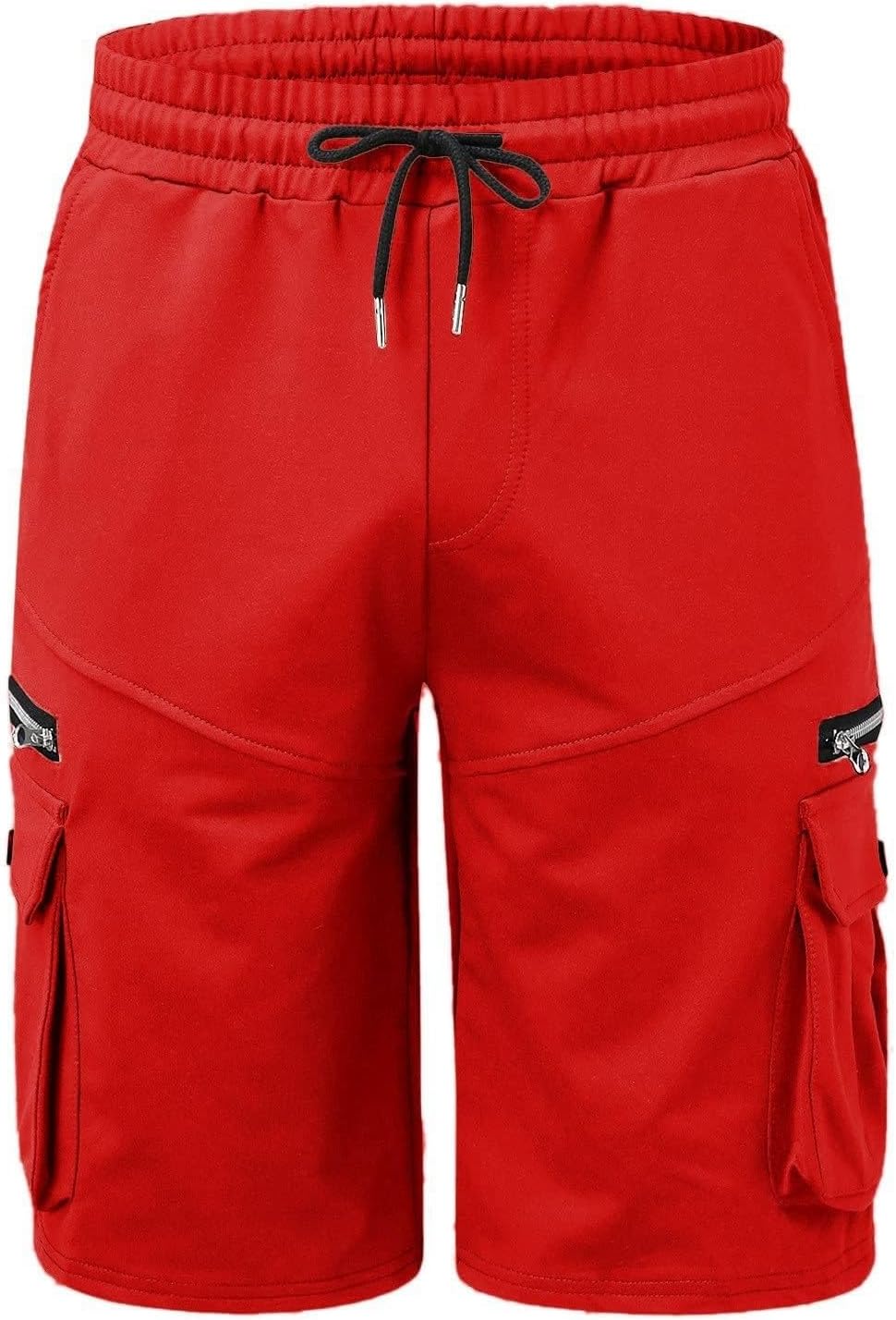 SGASY Cargo Shorts for Men Casual Summer Hiking Pants Elastic Waist Big and Tall Knee Length Multi-Pockets Bermuda Shorts