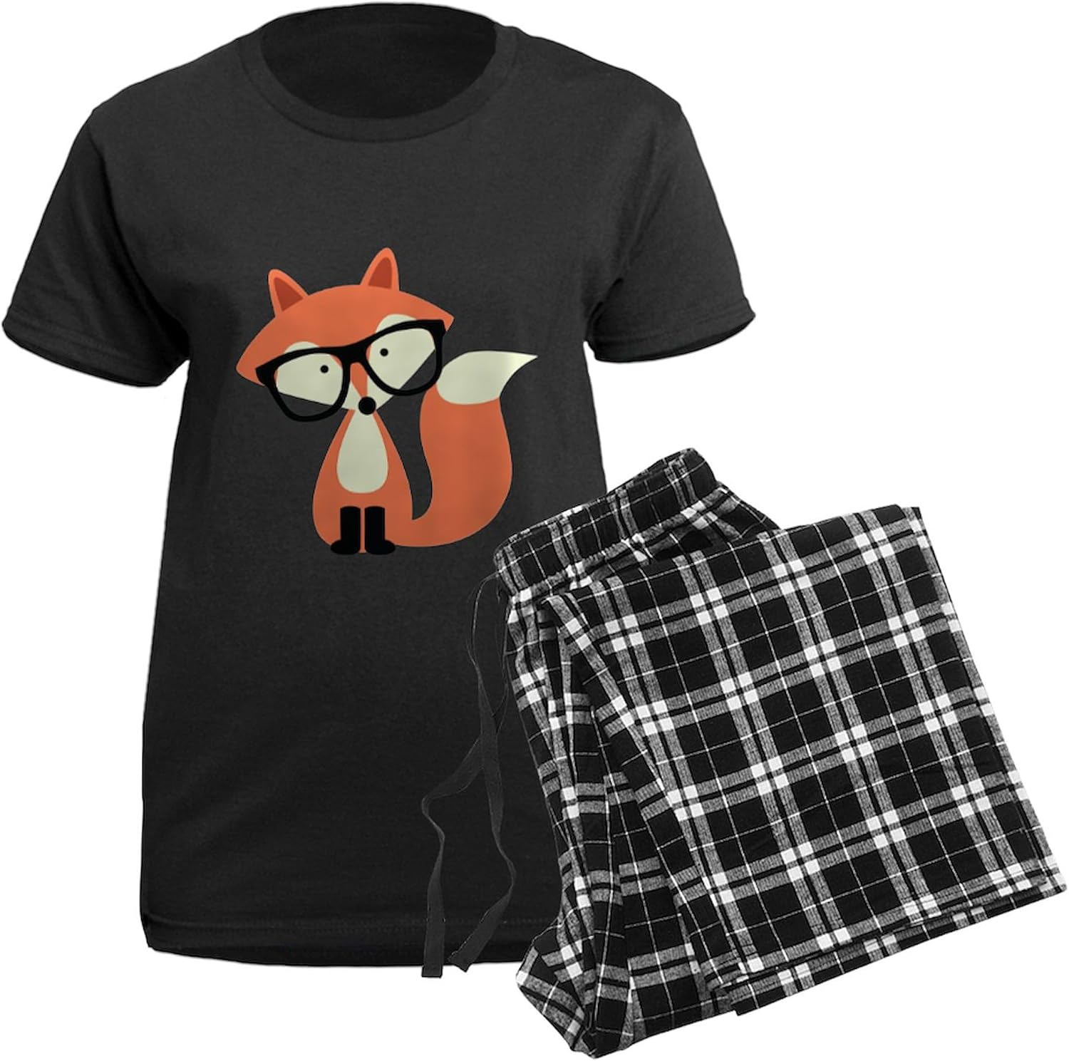 CafePress Cute Hipster Red Fox Women's Dark Pajamas Womens Novelty PJ Sleepwear