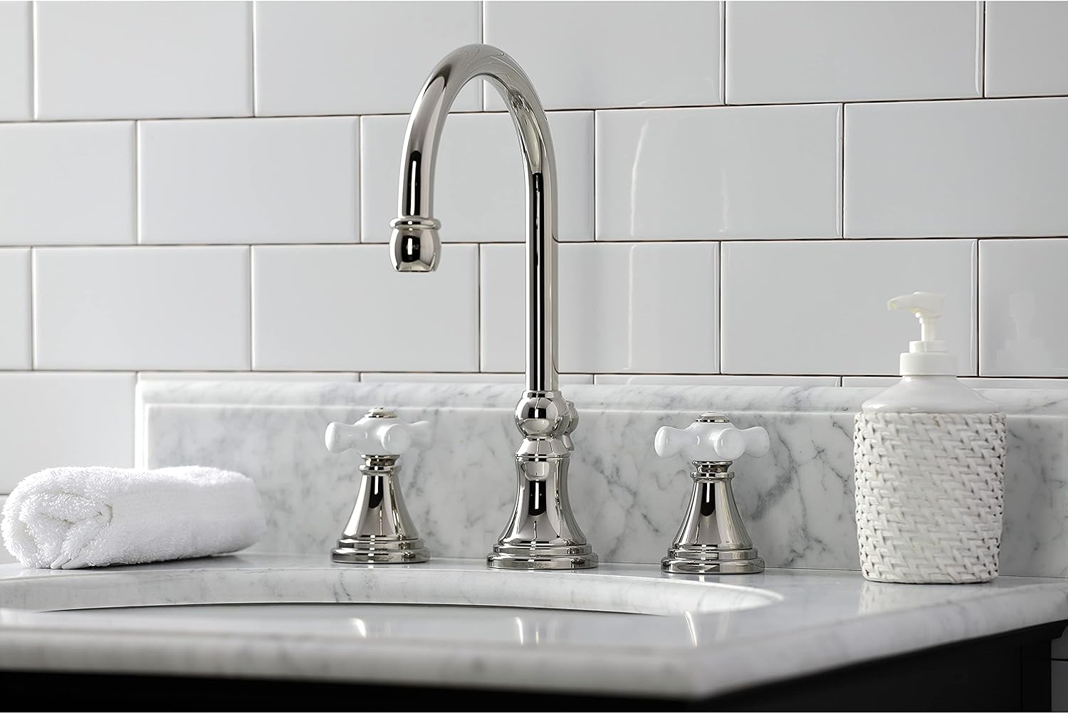 Kingston Brass KS2986PX Governor Widespread Bathroom Faucet, Polished Nickel