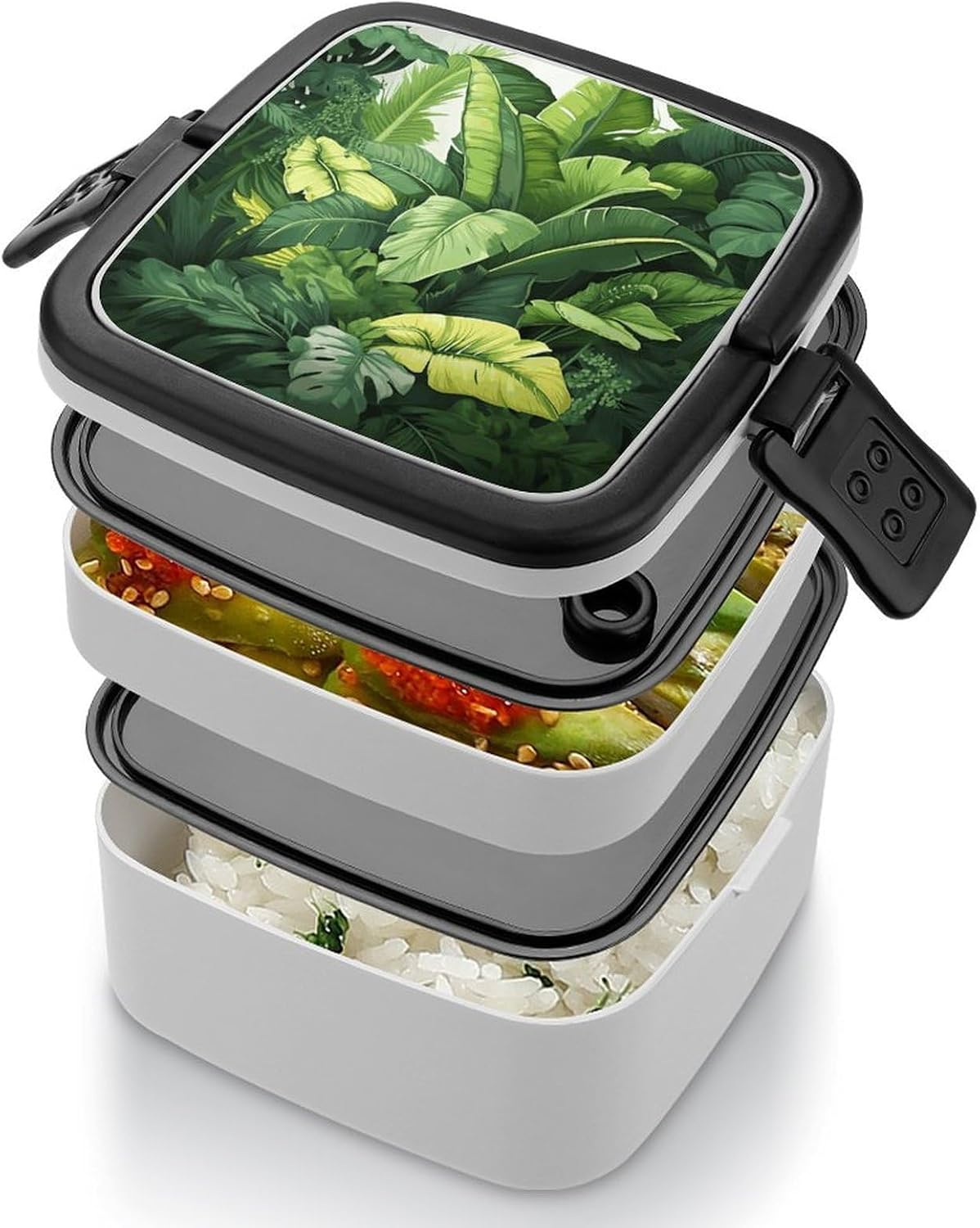 Cute Banana Leaves Bento Box Large Capacity Double Layer Lunch Boxes Portable Leakproof Meal Box Stackable Lunch Container For Work Picnic Camping