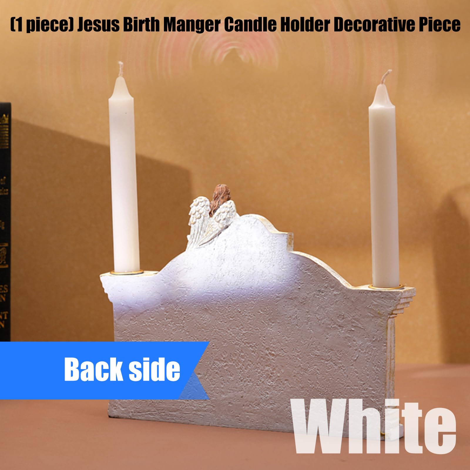 Santa Familia de resina Belén de Navidad, soporte para velas, soporte para velas de Adviento, figuras para el belén