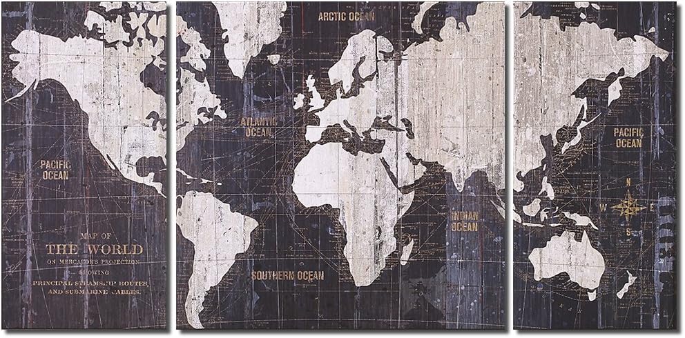 Old World Map Blue Pictures Modern Giclee Canvas Prints Artwork Paintings on Canvas Wall Art
